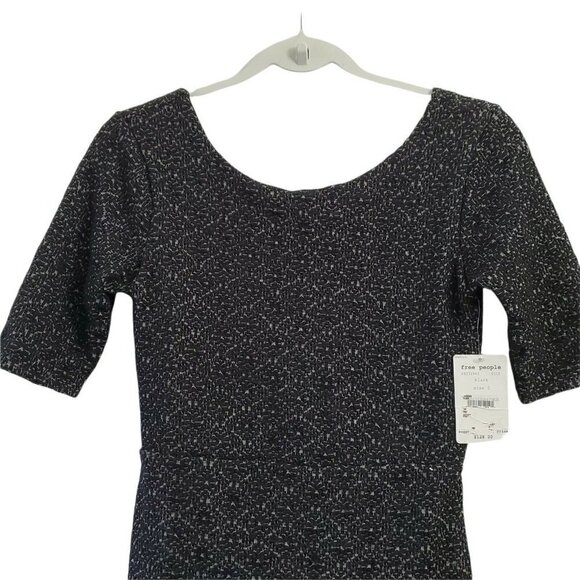Free People Dress Womens Small Black Lady Pucker Bodycon Mini Scoop Back NWT - Picture 3 of 13